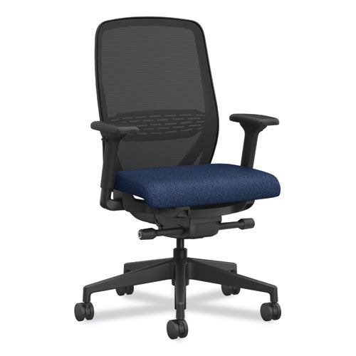 HON Nucleus Series Recharge Task Chair, Up to 300lb, 16.63" to 21.13" Seat Ht, Navy Seat, Black Back/Base