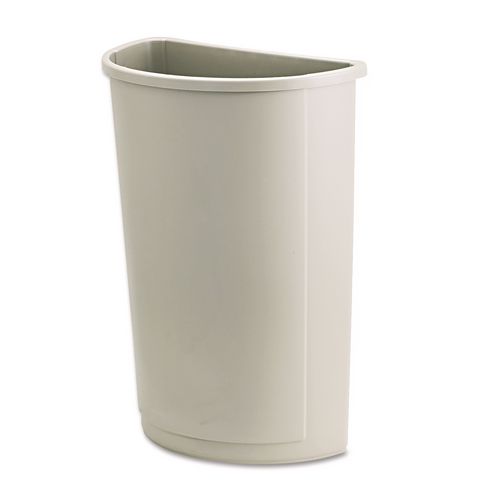 Rubbermaid Commercial Untouchable Half-Round Plastic Receptacle, 21 gal, Plastic, Beige
