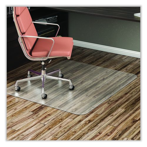 deflecto EconoMat Non-Studded All Day Use Chair Mat for Hard Floors, Rectangular, 45" x 53", Clear, Ships Flat