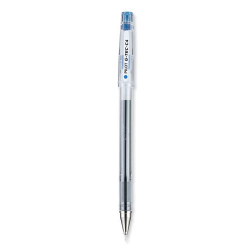 Pilot G-TEC-C Ultra Gel Pen, Stick, Ultra-Fine 0.4 mm, Blue Ink, Clear/Blue Barrel, Dozen