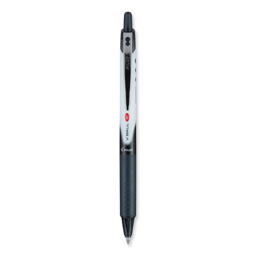 Pilot VBall RT Liquid Ink Rollerball Pen, Retractable, Extra-Fine 0.5 mm, Black Ink, Black/White Barrel