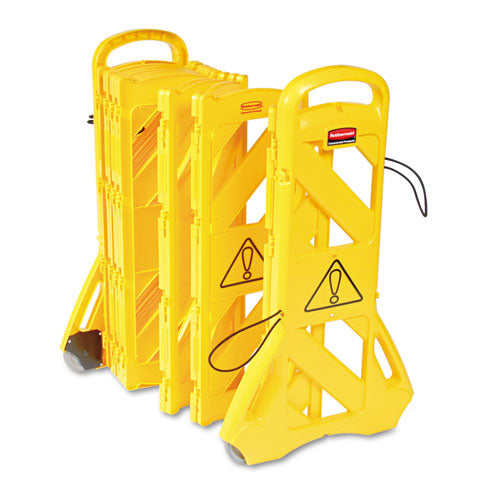 Rubbermaid Commercial Portable Mobile Safety Barrier, Plastic, 13 ft x 40", Yellow