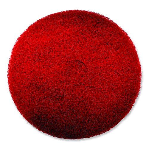 SC Johnson Professional EZ CARE Heavy Duty Scrub Pad, 16" Diameter, Red/Gray, 5/Carton