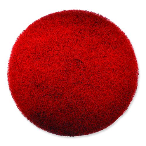 SC Johnson Professional EZ CARE Heavy Duty Scrub Pad, 13" Diameter, Red/Gray, 5/Carton
