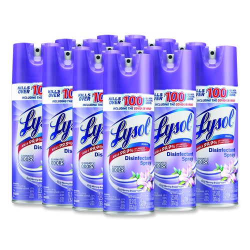 LYSOL Brand Disinfectant Spray, Early Morning Breeze Scent, 12.5 oz Aerosol Spray, 12/Carton