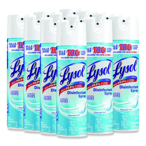 LYSOL Brand Disinfectant Spray, Crisp Linen Scent, 19 oz Aerosol Spray, 12 Cans/Carton