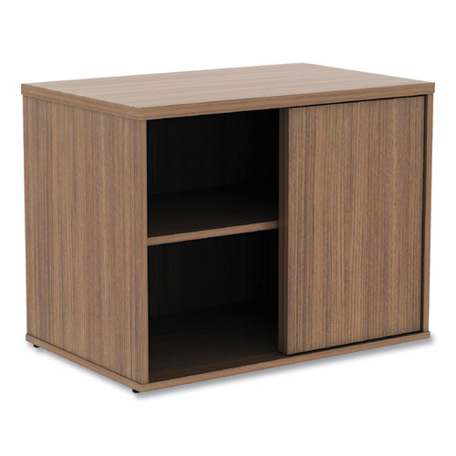 Alera Open Office Desk Series Low Storage Cabinet Credenza, Woodgrain Laminate, 29.5w x 19.13d x 22.78h, Modern Walnut