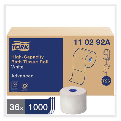 Tork Advanced High Capacity Bath Tissue, Septic Safe, 2-Ply, White, 1,000 Sheets/Roll, 36 Rolls/Carton