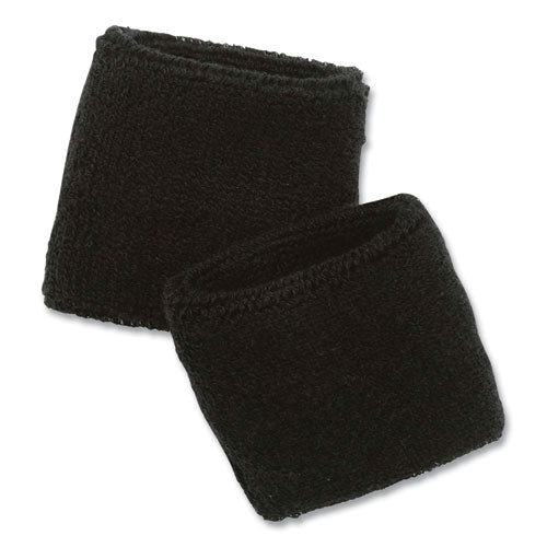 ergodyne Chill-Its 6500 Wrist Terry Cloth Sweatband, Cotton Terry, One Size Fits Most, Black