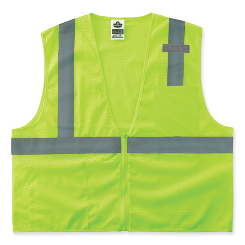 ergodyne GloWear 8210Z Class 2 Economy Mesh Vest, Polyester, Lime, Small/Medium