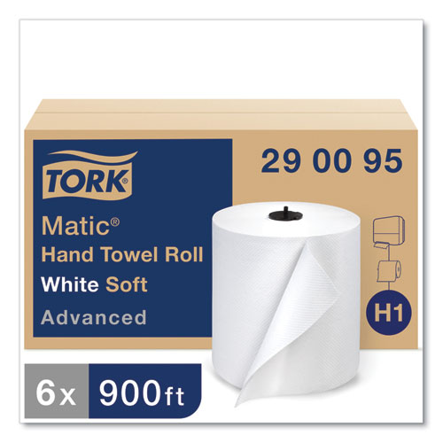 Tork Advanced Matic Hand Towel Roll, 1-Ply, 7.7" x 900 ft, White, 6 Rolls/Carton