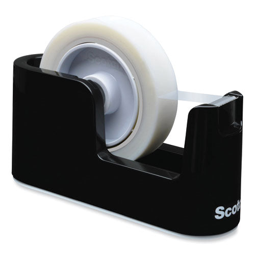 Scotch Heavy Duty Weighted Desktop Tape Dispenser with One Roll of Tape, 3" Core, ABS, Black