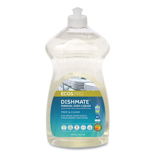 ECOS PRO Dishmate Manual Dish Liquid, Unscented, 25 oz Bottle
