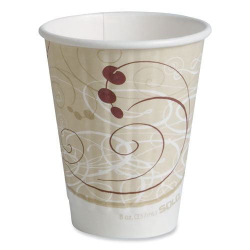 SOLO Symphony Duo-Shield Paper Hot Cup, 8 oz, White/Beige/Red, 50/Bag, 20 Bags/Carton