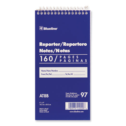 Blueline Reporters Note Pad, Blue Cover, Medium/College Rule, (80) White 4 x 8 Sheets