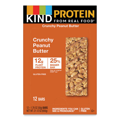 KIND Protein Bars, Crunchy Peanut Butter, 1.76 oz Individually Wrapped, 12/Pack