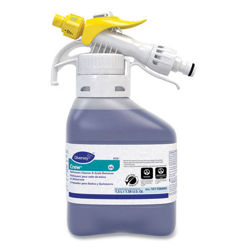 Diversey Crew Bathroom Cleaner and Scale Remover, Liquid, 1.5 L Bottle, 2/Carton