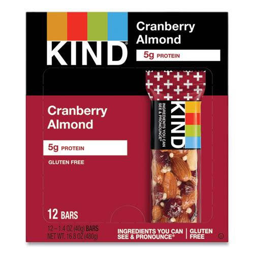 KIND Plus Nutrition Boost Bar, Cranberry Almond and Antioxidants, 1.4 oz Bar, 12/Box