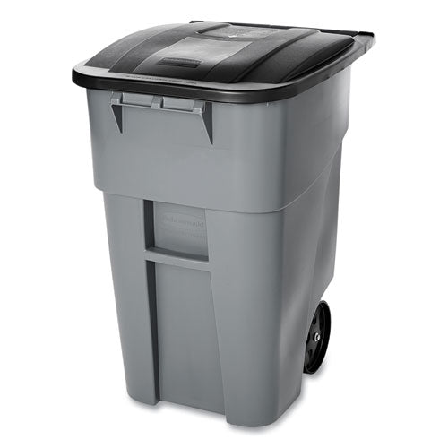 Rubbermaid Commercial Rollout Container, 50 gal, Molded Plastic, Gray