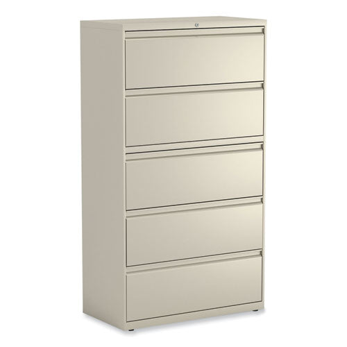 Alera Lateral File, 5 Legal/Letter/A4/A5-Size File Drawers, Putty, 36" x 18.63" x 67.63"