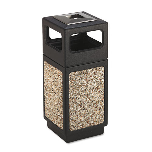Safco Canmeleon Aggregate Panel Receptacles, 15 gal, Polyethylene/Stainless Steel, Black