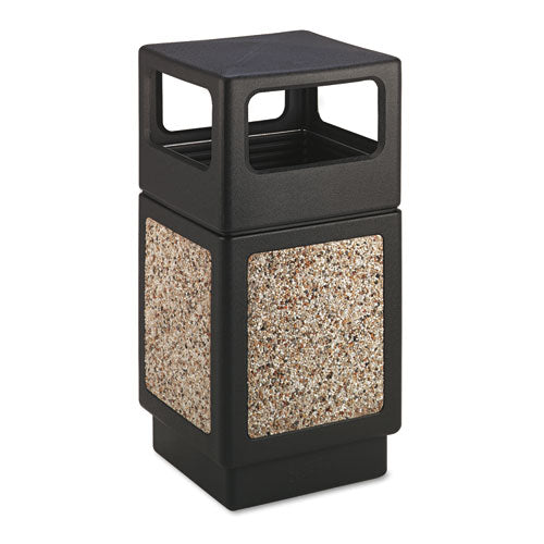 Safco Canmeleon Aggregate Panel Receptacles, Side-Open, 38 gal, Polyethylene, Black
