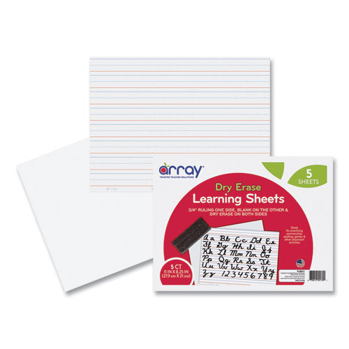 Pacon GoWrite! Dry Erase Learning Boards, 8.25" x 11", White Surface, 5/Pack