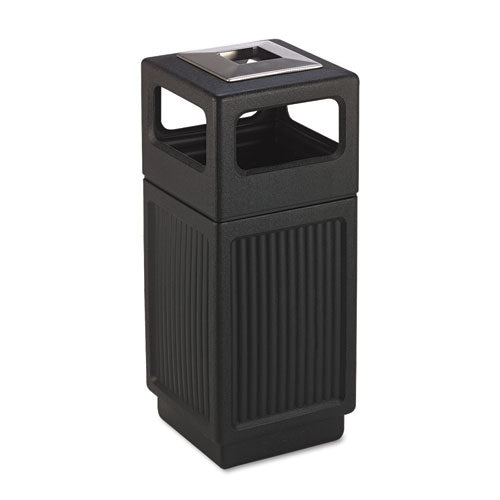 Safco Canmeleon Recessed Panel Receptacles, 15 gal, Polyethylene, Black