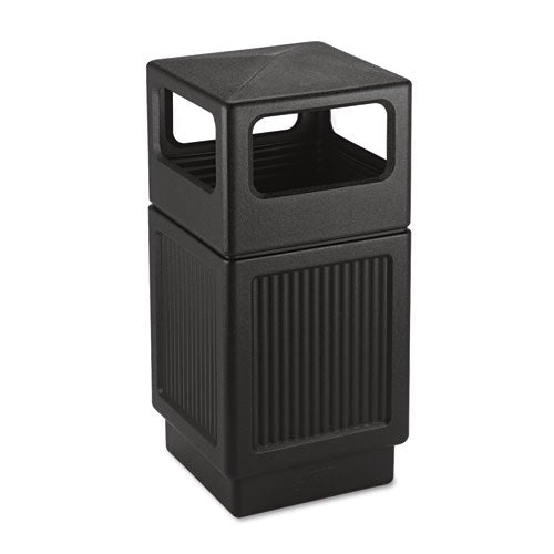 Safco Canmeleon Recessed Panel Receptacles, Side-Open, 38 gal, Polyethylene, Black