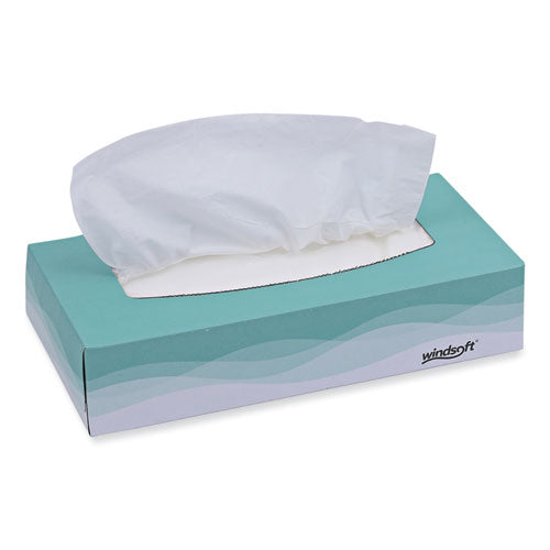 Windsoft Facial Tissue, Flat Pop-Up Box, 2-Ply, White, 100 Sheets/Box, 30 Boxes/Carton