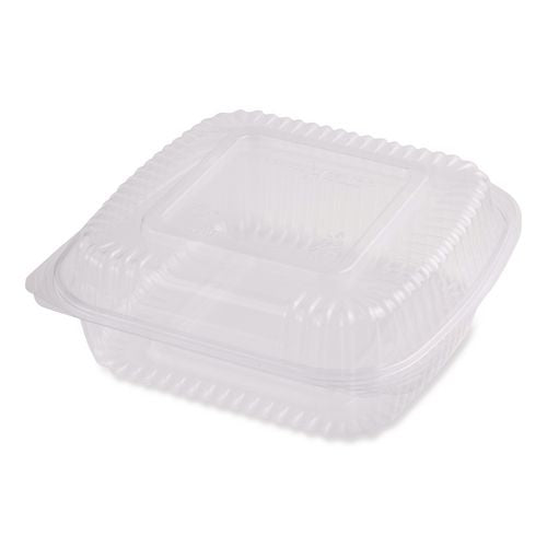 World Centric PLA Hinged Clamshells, 46 oz, 8.3 x 8.6 x 3.1, Clear, Plastic, 300/Carton