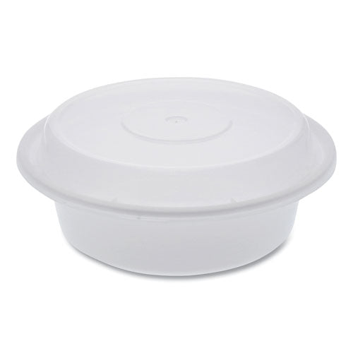 Pactiv Evergreen Newspring VERSAtainer Microwavable Containers, Round, 16 oz, 6 x 6 x 1.5, White/Clear, Plastic, 150/Carton