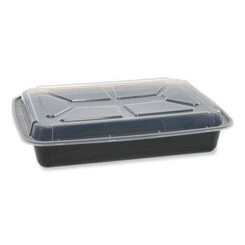 Pactiv Evergreen Newspring VERSAtainer Microwavable Containers, Rectangular, 58 oz, 11.5 x 8.5 x 2.5, Black/Clear, Plastic, 150/Carton