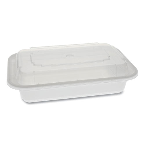 Pactiv Evergreen Newspring VERSAtainer Microwavable Containers, Rectangular, 16 oz, 7.4 x 5 x 2.2, White/Clear, Plastic, 150/Carton