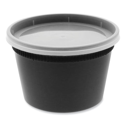 Pactiv Evergreen Newspring DELItainer Microwavable Container, 16 oz, 4.7 x 4.7 x 3.1, Black/Clear, Plastic, 240/Carton
