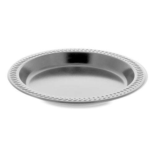 Pactiv Evergreen Meadoware Impact Plastic Dinnerware, Plate, 6" dia, Black, 1,000/Carton