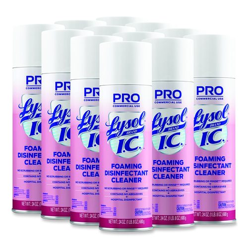 LYSOL Brand I.C. Foaming Disinfectant Cleaner, Fresh Scent, 24 oz Aerosol Spray, 12/Carton
