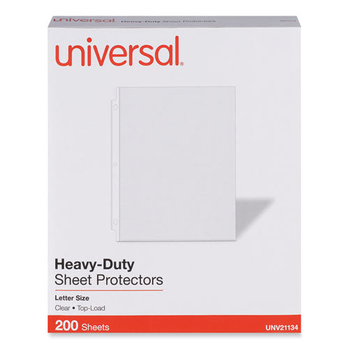 Universal Deluxe Heavyweight Sheet Protector, Side: 3-Hole Punched, Top Load 8.5 x 11 Insert, Clear Front, 200/Pack