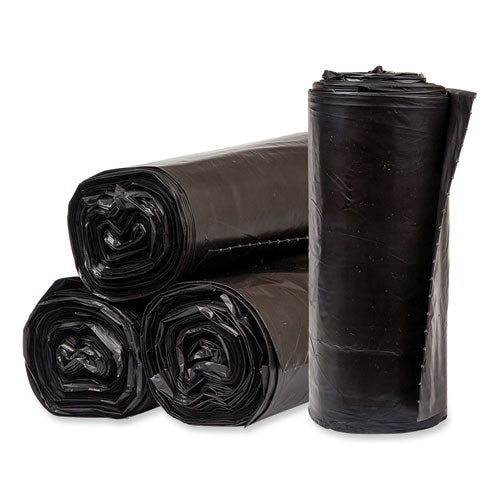 Pitt Plastics Eco Strong Plus Can Liners, 40 gal, 1.7 mil, 40" x 46", Black, Perforated Roll, 100/Carton