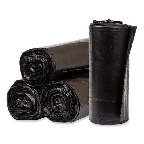 Pitt Plastics Eco Strong Plus Can Liners, 40 gal, 1.35 mil, 40" x 46", Black, Perforated Roll, 100/Carton