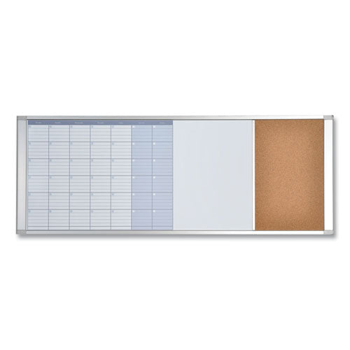 MasterVision Magnetic Calendar Combo Board, Monthly Planning/Scheduling, 48" x 18", White Surface, Satin Aluminum Frame