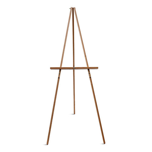 MasterVision Oak Display Tripod Easel, 60" Tall, Wood, Oak Finish, Supports Up to 15 lb