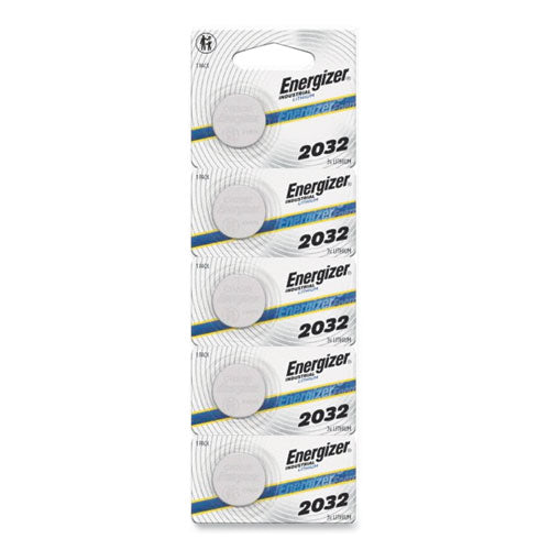 Energizer Industrial Lithium CR2032 Coin Battery with Tear-Strip Packaging, 3 V, 100/Box