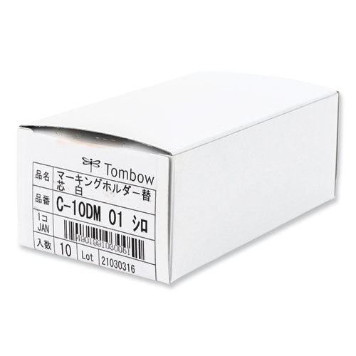 Tombow Mechanical Wax-Based Marking Pencil Refills, 4.4 mm, White, 10/Box
