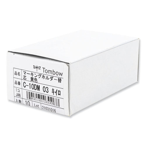 Tombow Mechanical Wax-Based Marking Pencil Refills, 4.4 mm, Yellow, 10/Box