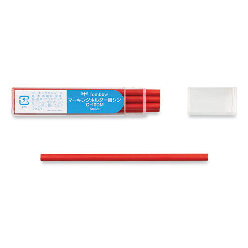 Tombow Mechanical Wax-Based Marking Pencil Refills, 4.4 mm, Red, 10/Box