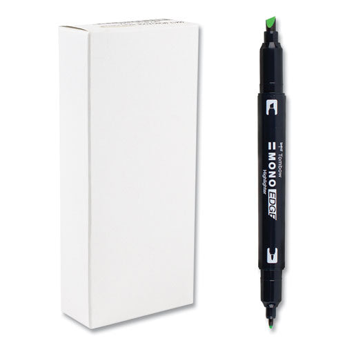 Tombow Mono Highlighters, Yellow Green Ink, Bullet/Chisel Tip, Yellow Green Barrel, 10/Box