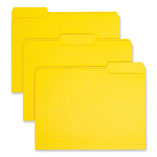 Smead Interior File Folders, 1/3-Cut Tabs: Assorted, Letter Size, 0.75" Expansion, Yellow, 100/Box