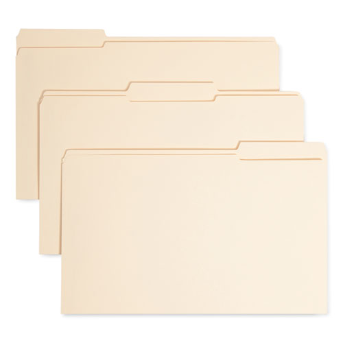 Smead Top Tab Manila Expansion Fastener Folders, 1/3-Cut Tab: Assorted, Expands 1.5", 2 Fasteners, Legal Size, Manila, 50/Box
