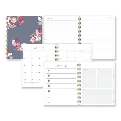 Blue Sky Life Note-It Leah Weekly/Monthly Notes Planner, Floral Artwork, 11 x 8.5, Gray/Pink/White Cover, 12-Month (Jan to Dec): 2026